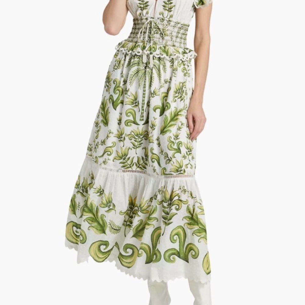FARM Rio Milani Flutter-Sleeve Green Maxi Dress Size M